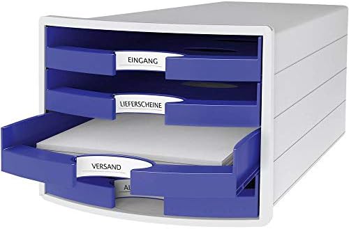 HAN 1013-14 Impuls Drawer Box DIN A4/C4 4 Open Drawers Blue