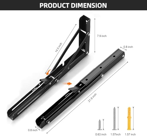Folding Shelf Brackets 22 inch Foldable Shelf Bracket Heavy Duty Collapsible Shelf Brackets DIY Wall Mounted Fold Down T