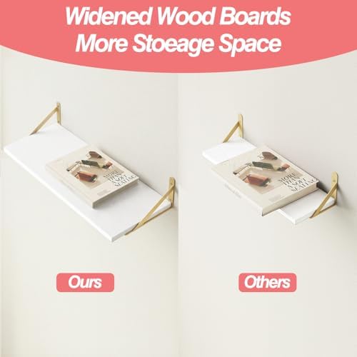 Fixwal 2pcs 10 in Deep Floating Shelves for Wall (White, 23.6" L)