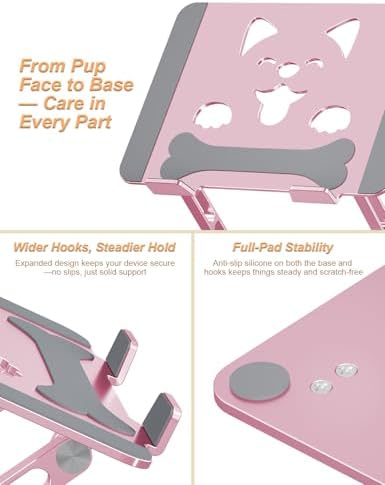 Aoviho Aluminum Laptop Stand for Desk Fit for All 10"-17.3" Laptops, Pink