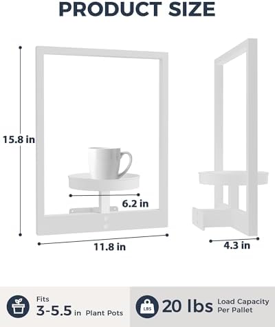 Bamworld Wall Plant Holder Plant Stand Indoor Wall Planters White