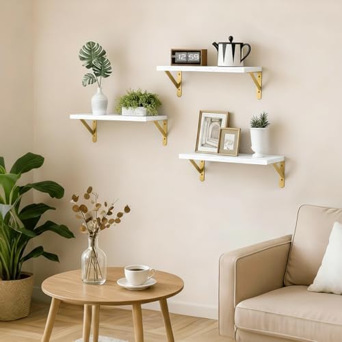 Fixwal Wall Floating Shelves for Home Decor (White, Set of 3, 16.5 Inch)