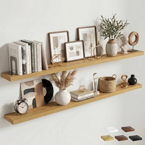 72 Inch Floating Shelves for Wall, 6.5"D Wood Storage Shelves, Oak Finish
