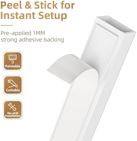 Delamu Cord Hider, Cord Covers for Wires on Wall, One-Cord Cable Hider, Self-Adhesive Wire Hiders Wire Covers for TV Cor