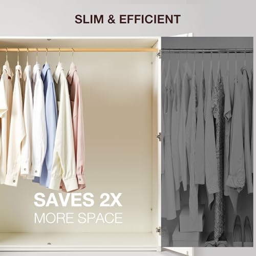 Korpai 50 Pack Beige Velvet Hangers,Felt Hangers with Gold 360°Swivel Hook,Coat Hanger Non Slip,Heavy-Duty,Space Saving,Slim Clothes Hangers for Pants,Outfit,Skirts,Suits,Coats,Dresses ect.