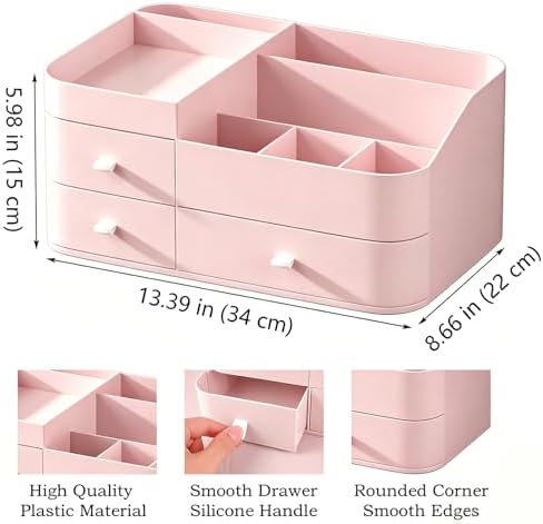Makeup Organizer with 3 Drawers, Bathroom Counter Organizer.