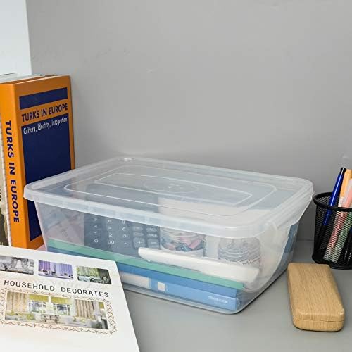 Gloreen 4 Pack Clear Storage Bin, 14 Quart Latch Containers Boxes with Lid