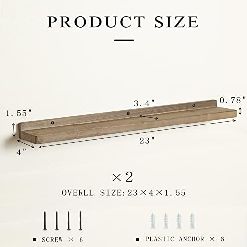 Freezing point Floating Shelf for Wall Set of 2 Natural Wood 23Inch Wall Shelves Decor Plant Display Collectibles Mounte