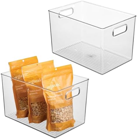 iDesign Storage Bins with Handles, Set of 2, Clear