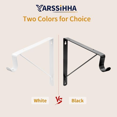 Yarssihha 4 Pack Closet Rod Bracket, 12 x 10.4 Inch Wall Mounted Closet Shelf Bracket, White Closet Rod Support Bracket 