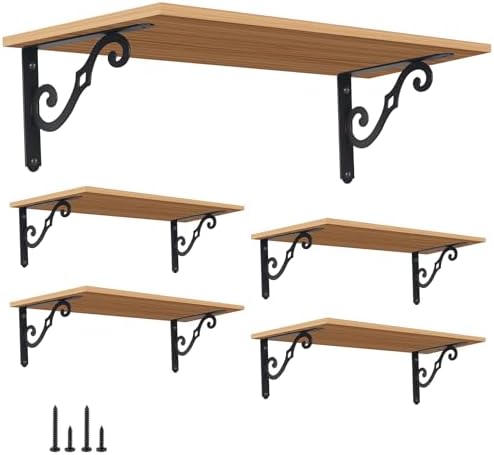 HOME MASTER HARDWARE Decorative Shelf Brackets, 8x5.5 inch, Black, 10 Pack