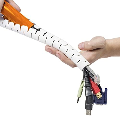 D-Line Cable Management Box (Large) & Cable Organizer Zipper (8.2ft Length) - White