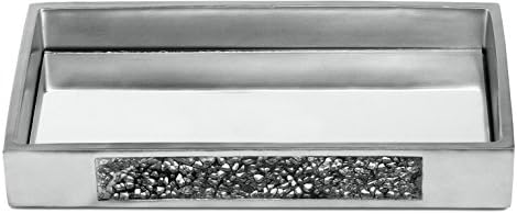 Silver Mosaic Mirrored Bathroom Tray 11"x6.1" - Decorative Bathroom Vanity Tray - Perfume Tray for Dresser - Small Recta