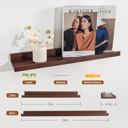 NEXHOME PRO Floating Shelves for Wall Set of 4,24 Inches Picture Ledge Shelf, Kids Bookshelf Wall Mounted for Living Roo