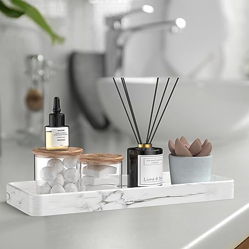 Gurygo 12" Ceramic Bathroom Vanity Tray for Kitchen Counter - Kitchen Soap Trays - Rectangular Vanity Tray for Bathroom 