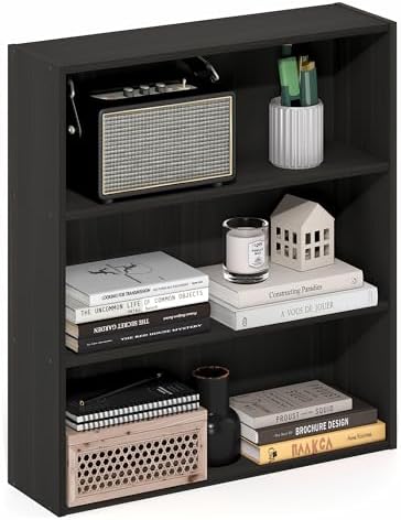 Furinno Basic Book Shelf, 3-Tier Bookshelf, Cube Storage Organizer Bookcase with Open Shelf, 7 x 24 x 26, for Living Roo