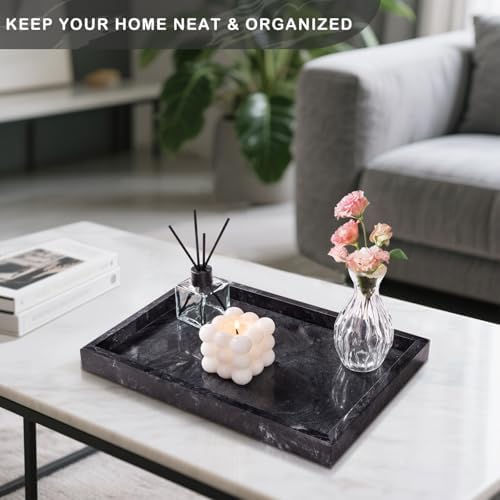 Marble Bathroom Tray for Countertop & Home Decor, Natural Decorative Marble Tray for Jewelry & Perfume Organizer, Luxury