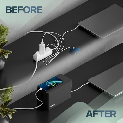 ACROPAQ Cable Box - Large (23.5 x 12 x 11.5 cm), Waterproof, Tangle-Free - Cable Management, Cable Organizer, Cable Box 