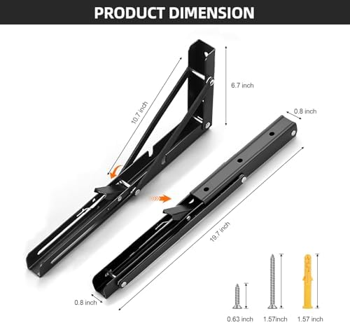 Folding Shelf Brackets 20 inch Foldable Shelf Bracket Heavy Duty Collapsible Shelf Brackets DIY Wall Mounted Fold Down T