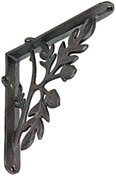 NACH Decorative Shelf Brackets, 4 Pack of 7 x 1.8 x 7 inch, Black Cast Iron Rustic Shelf Brackets - Metal Shelf Brackets