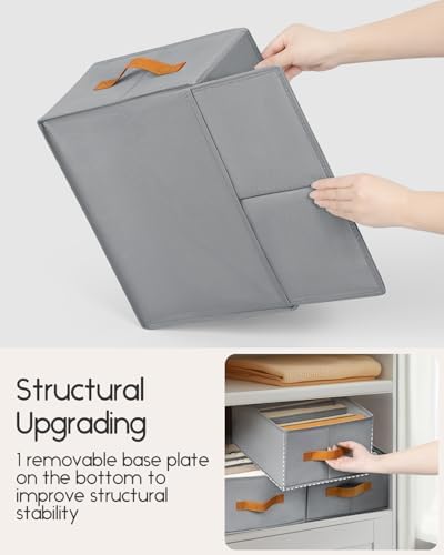Homsorout Closet Organizers and Storage - Fabric Clothes Organizer with Handles, Foldable Jeans Organizer for Clothes, D