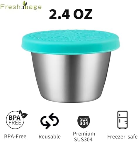 Freshmage 12-Pack 2.4oz Stainless Steel Salad Dressing Container to Go