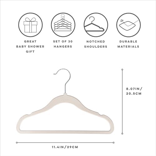 3 Sprouts Velvet Baby Hangers, Non Slip Slim, Cream/Gray/Hazelnut, 30 Pack
