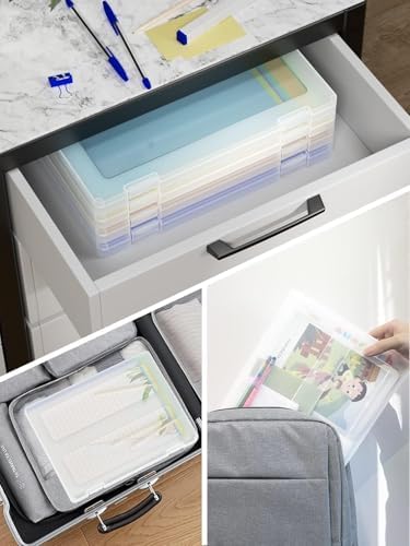 8-Pack A4 Plastic Paper Organizer Box, Scrapbook Storage for 8.5” x 11” Letter Papers, Portable Document Holder, Board G