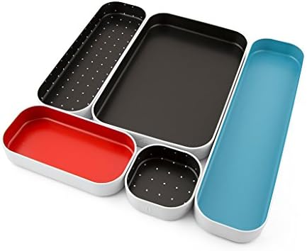 Three by Three Seattle Metal Drawer Organizer Tray Set, 5-Pc, 1" (Multi)