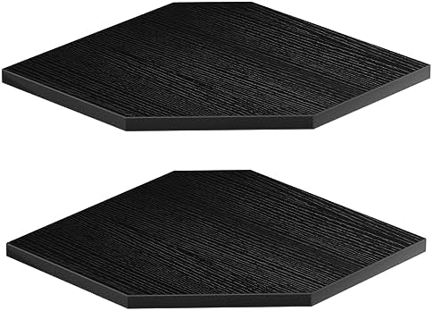 JJL Corner Shelves, 12 Inch Corner Shelf Wall Mounted with Wire Hole, 2 Tier 13.3 Inch Deep Wooden Corner Hanging Shelvi