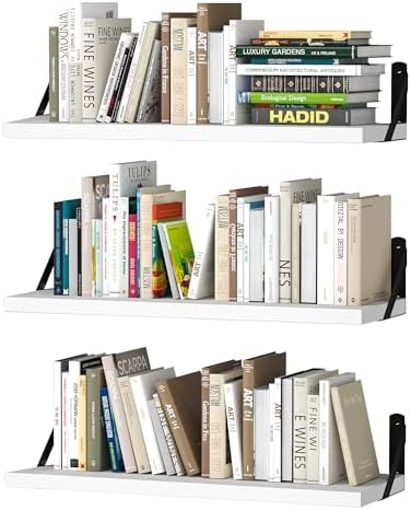 upsimples 23.6 Inches Floating Book Shelves for Wall, Floating Wood Shelves for Living Room, Laundry Room, Bedroom, Offi
