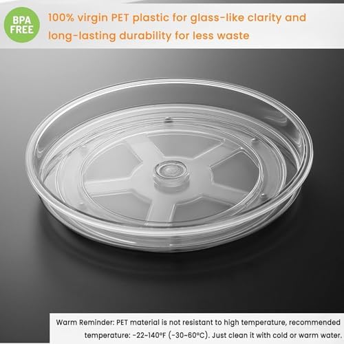 vacane Clear Lazy Susan Organizer, Non-Skid Plastic 11" Lazy Susan Turntable for Cabinet Rotating Pantry Lazy Susan Cabi