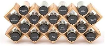 Kamenstein Criss Cross 18 Jar Bamboo Spice Rack with Spices Included - Countertop, Drawer, or Wall Mount Organizer with 
