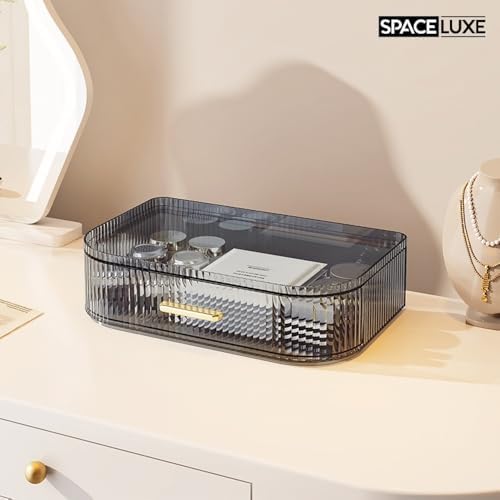 Makeup Organizer with Drawers, 360° Rotating Brush Holder