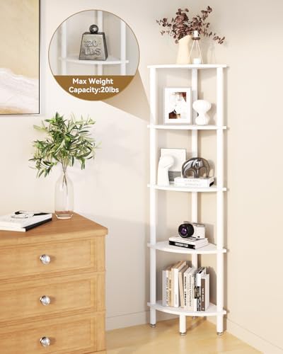 IBUYKE 5 Tier Corner Shelf Stand,Industrial Corner Display Rack WBC010W