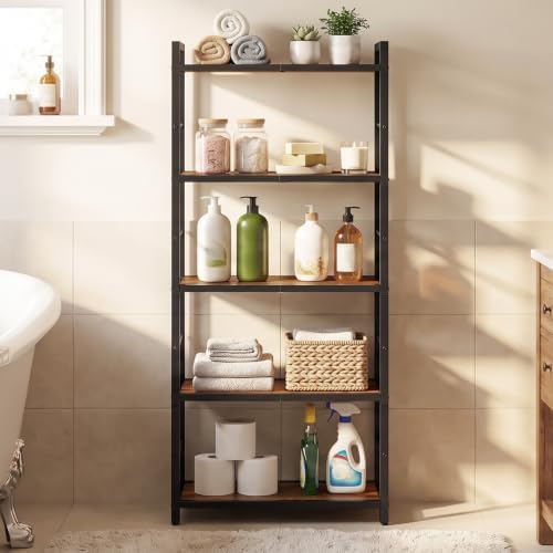 HOOBRO 5-Tier Bookshelf, Standing Tall Bookcase, Vertical Storage Shelf