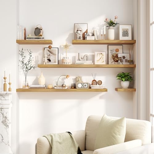 Fun Memories Floating Shelves, 8 Inch Deep Floating Shelves for Wall, 8 x 8 Wall Shelves, Rustic Wood Floating Shelf for