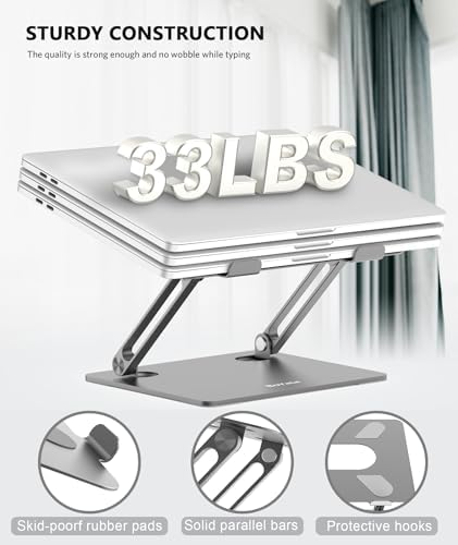 BoYata Laptop Stand, Adjustable Multi-Angle Riser, Up to 17 Inches,Gray