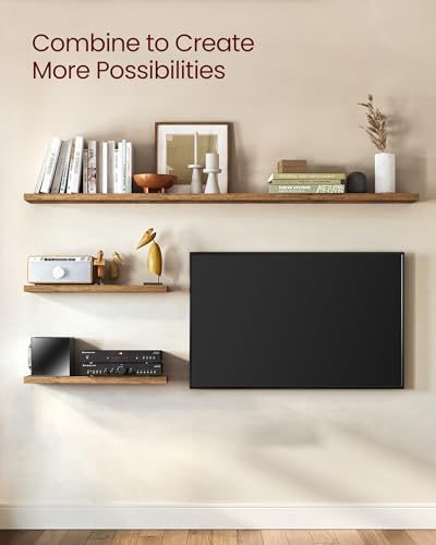 VASAGLE Wall Shelves, Floating Shelves, Set of 3, 15.8 x 7.9 x 1.5 Inches