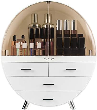 Elegant Dustproof Makeup Storage Organizer Box, Waterproof Large Cosmetics Organizer Storage with Drawers Skincare Cosme