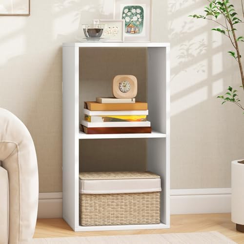 DORTALA 2 Cube Bookcase Set of 2, Floor Standing Bookshelf with Open Back, Anti-Tipping Kits, Modern Storage Organizer D