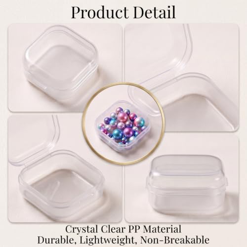 SATINIOR 24 Pcs Small Clear Plastic Container Box, 1.4 x 1.4 x 0.7 in