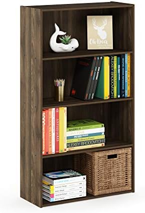 Furinno PASIR Book Shelf, 4-Tier Bookshelf, Bookcase with Open Shelf, 9.4 x 23.6 x 41.7, for Living Room, Bedroom, Home 