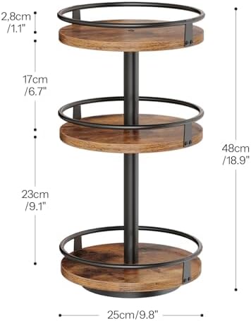 HOOBRO 3-Tier Lazy Susan Organizer, Rotating Spice Rack, Turntable Spice Rack, Vertical Storage Organizer, for Kitchen C
