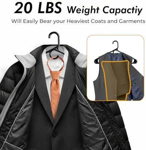 HOUSE DAY Heavy Duty Plastic Hangers 38 Pack - Thick Black Clothes Hangers