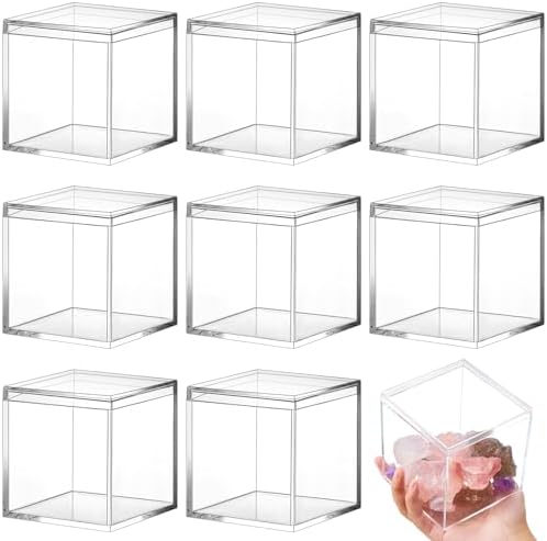 8 Pcs Clear Acrylic Box with Lid, 4.72 x 4.72 x 4.72 Inch, Classic Style