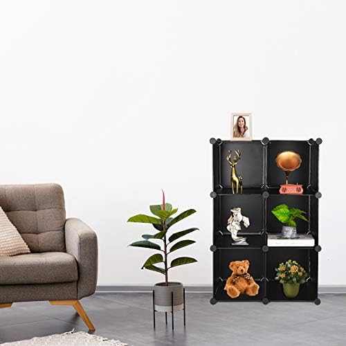 Cube Storage Organizer, 6-Cube DIY Plastic Closet Cabinet Modular Bookcase, Storage Shelves for Bedroom Living Room, Off