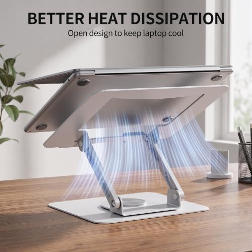 SOUNDANCE 360 Rotating Laptop Stand, Adjustable Riser,10-17",White