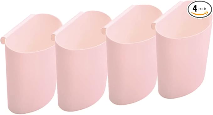 4Pcs Hanging Cup Holder,Rolling Cart Accessories,Plant Containers,Hanging Flower Pots,Space Saver,Storage Bucket,Pencil Holder,Make Up Pencil Holder Office,Kitchen Wall Organizer Decor (Pink) | Storage Baskets,Plant Containers & Storage Buckets,Space S...