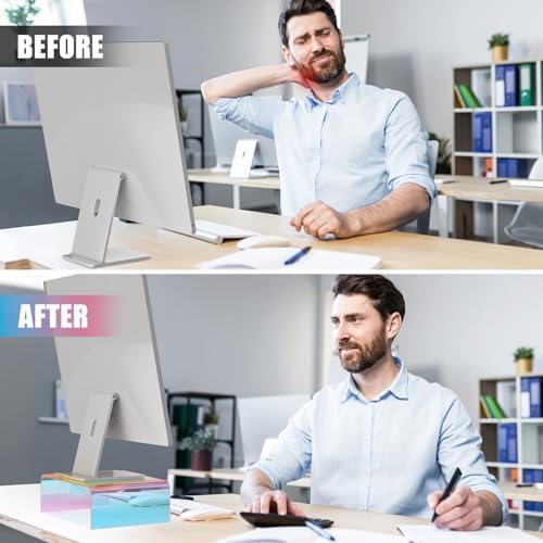 NiHome Iridescent Acrylic Computer Monitor Stand, Acrylic Laptop/PC Riser